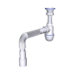  Сифон для умывальника-мойки бутылочный АНИ C0115 1 1/2 с гибкой трубой 40/50 (421100853) со склада Проконсим в Санкт-Петербурге