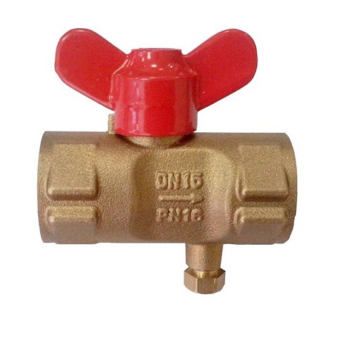 Кран латунный шаровой 11Б27п(М)1 DN 15 PN 16 трёхходовой под манометр G1/2"-М20х1,5 муфта-муфта бабочка Пензапромарматура купить в Санкт-Петербурге | "Проконсим"