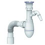 Сифон для умывальника Unicorn А320V, 40х50 гибкий отвод, 1 1/2'' х40 чаша из нержавеющей стали с отводом для стиральной машины