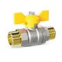 Кран латунный шаровой LD Pride GAS DN25 PN40 никелированный бабочка штуцер-штуцер