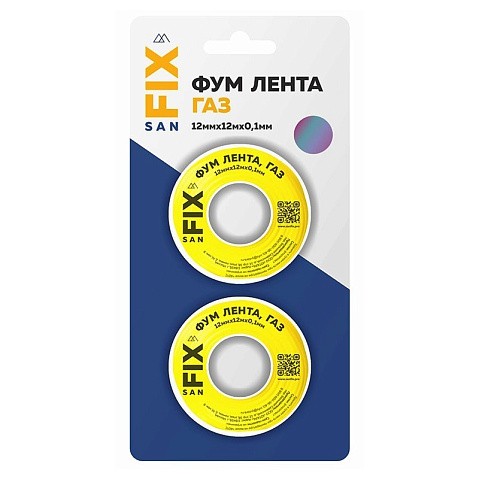 Лента ФУМ SANFIX 12мм х12м х0,1мм 0,7г/см3, для газа 2 катушки в блистере купить в Санкт-Петербурге | "Проконсим"