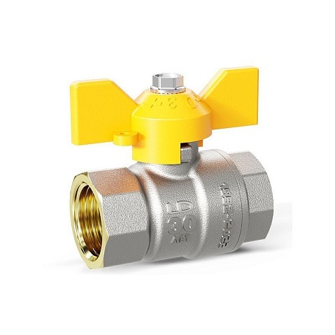 Краны латунные шаровые газовые DN 15-32 PN 25-40 никелированные бабочка муфта-муфта LD Pride GAS купить в Санкт-Петербурге | "Проконсим"
