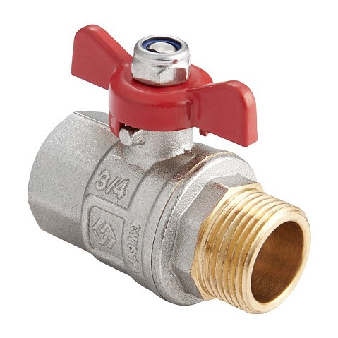 Краны латунные шаровые DN 15-25 PN 40 никелированные бабочка муфта-штуцер MVI BV.514 купить в Санкт-Петербурге | "Проконсим"