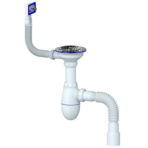 Сифон для мойки Unicorn В425, 40х50 гибкий отвод, 3 1/2'' х40 чаша из нержавеющей стали, прямоугольный перелив купить в Санкт-Петербурге | "Проконсим"