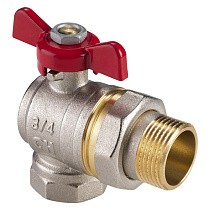 Краны латунные шаровые DN 15-50 PN 25 никелированные угловой бабочка муфта-штуцер американка MVI AquaHit BV.322.05 купить в Санкт-Петербурге | "Проконсим"