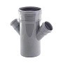 Крестовина ПП для канализации косая 45гр. DN 110-50-50 с уплотнительным кольцом РТП