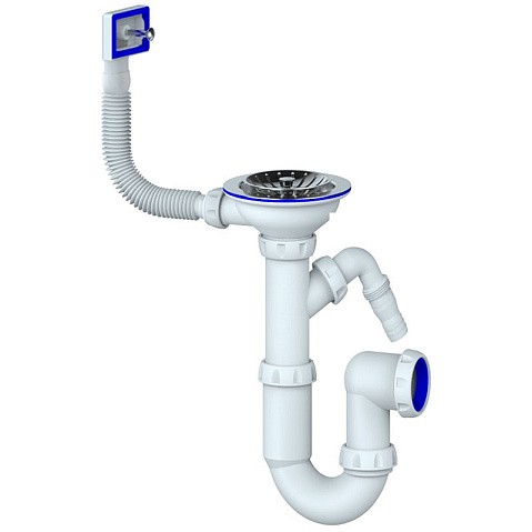 Сифон для мойки Unicorn Y430V, 3 1/2'' х40 без отвода, чаша из нержавеющей стали с отводом для стиральной машины, прямоугольный перелив купить в Санкт-Петербурге | "Проконсим"