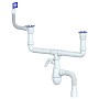сифон для двойной мойки Unicorn В740V, 40х50 гибкий отвод, 1 1/2'' х40 с отводом для стиральной машины, прямоугольный перелив