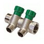 Коллектор латунный никелированный DN 20 2 выхода G 1/2'' с запорными клапанами плоское присоединение отвода,SGL купить в Санкт-Петербурге | "Проконсим"