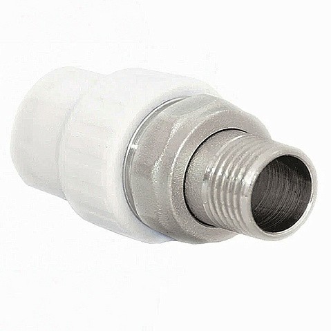 Муфта для радиатора ПП 20-3/4'' PN 25 с американкой белая РТП 14629 купить в Санкт-Петербурге | "Проконсим"