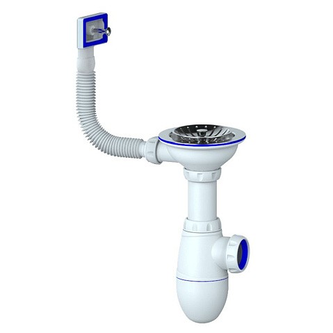 Сифон для мойки Unicorn В410P, без отвода, 3 1/2'' х40 чаша из нержавеющей стали, прямоугольный перелив купить в Санкт-Петербурге | "Проконсим"