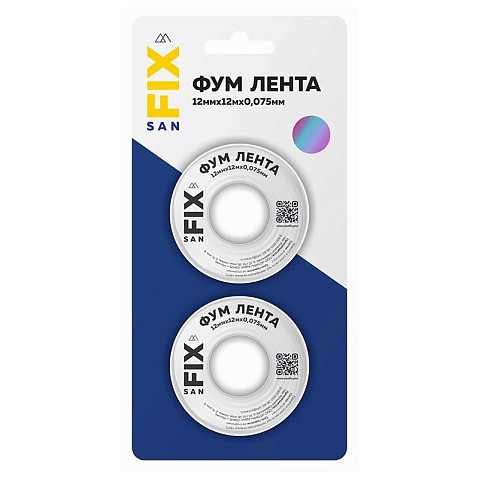 Лента ФУМ SANFIX 12мм х12м х0,075мм 0,3г/см3, 2 катушки в блистере купить в Санкт-Петербурге | "Проконсим"