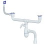 сифон для двойной мойки Unicorn В747V, 40х50 гибкий отвод, 1 1/2'' х40 с отводом для стиральной машины, прямоугольный перелив