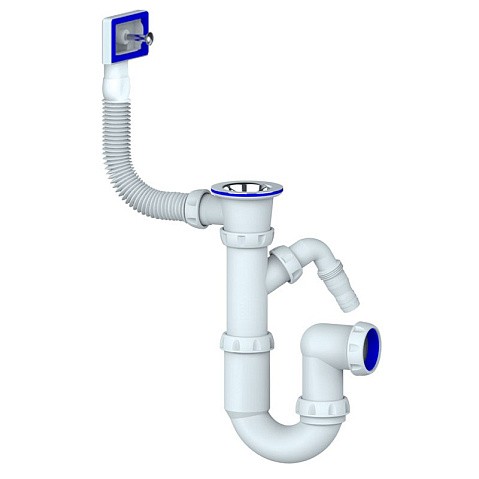 Сифон для мойки Unicorn Y440V, 1 1/2'' х40 без отвода, чаша из нержавеющей стали с отводом для стиральной машины, прямоугольный перелив купить в Санкт-Петербурге | "Проконсим"
