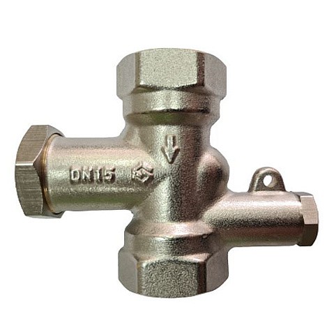 Клапан латунный MVI BL.110.04, DN 15 PN 10, балансировочный, Kvs 1,34 м3/ч с термодачиком под М10 никелированный, муфта-муфта купить в Санкт-Петербурге | "Проконсим"