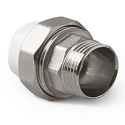  Муфта комбинированная ПП 20-1/2'' PN 25, разъёмная, с наружной резьбой, белая, Pro Aqua PA21008  (251239701) со склада Проконсим в Санкт-Петербурге