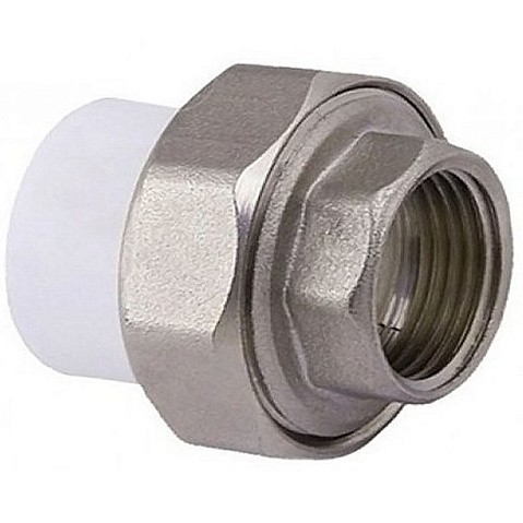 Муфта комбинированная ПП 32-1/2'' PN 25 разъёмная с внутренней резьбой белая PlasticPro купить в Санкт-Петербурге | "Проконсим"