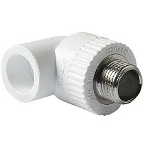 Угольники ПП DN 20-32 PN 25 комбинированные с наружной резьбой белые Pro Aqua купить в Санкт-Петербурге | "Проконсим"
