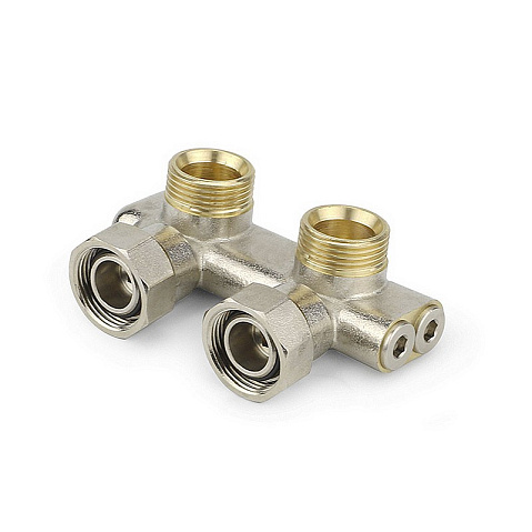 Узелы нижнего подключения VARMEGA VM139 DN20 угловой двухтрубный 3/4''x3/4'' евроконус, перекрёстный муфта-штуцер купить в Санкт-Петербурге | "Проконсим"