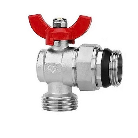 Кран шаровой латунный DN 25 PN 16 никелированный угловой  для коллектора (2 шт.) Varmega VM15955 купить в Санкт-Петербурге | "Проконсим"