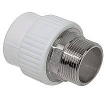 Муфты ПП DN 32-110 PN 25 комбинированные под ключ с наружной резьбой белые Valfex купить в Санкт-Петербурге | "Проконсим"