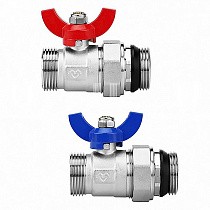 Кран шаровой латунный DN 25 PN 10 никелированный прямой  для коллектора (2 шт.) Varmega VM15951 купить в Санкт-Петербурге | "Проконсим"