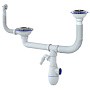 сифон для двойной мойки Unicorn В710VР, 40х50 гибкий отвод, 3 1/2'' х40 с отводом для стиральной машины, круглый перелив