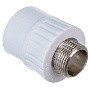 Муфта комбинированная ПП 25-1/2'' PN 25 с наружной резьбой белая РТП 10664